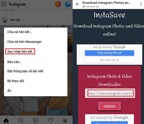 Tải ảnh từ Instagram về điện thoại